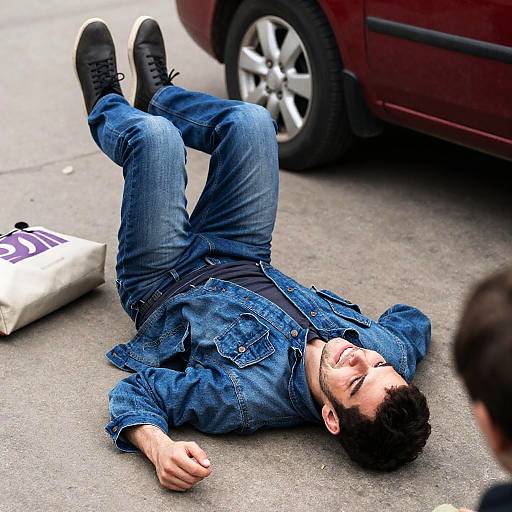 Man on Concrete: Strained Expression