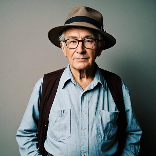 Elderly Man in Grandpa Costume Hat and Glasses