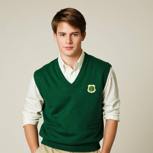 Teen Boy in Green Sweater Vest