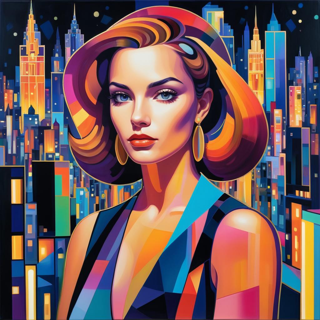 Confident Woman in a Vibrant Cityscape