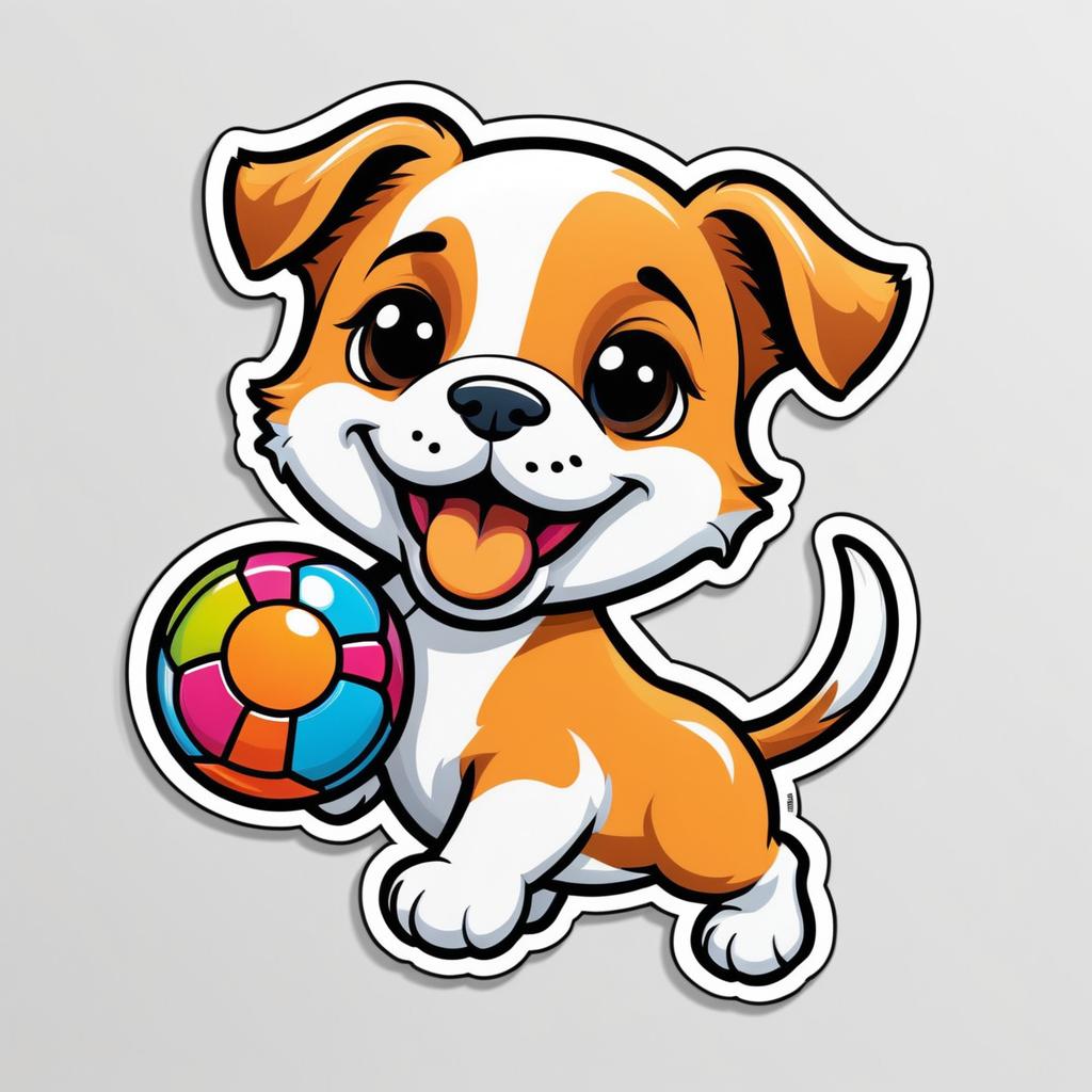 Playful Cartoon Puppy Sticker Design