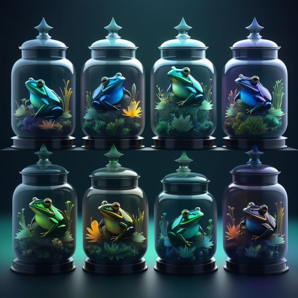 Elegant Frogs in Glass Jars Collection