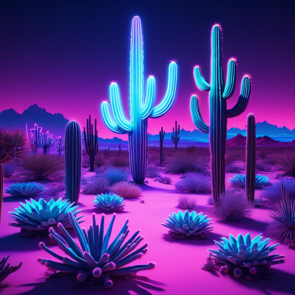 Neon Desert at Night: A Photorealistic Experience