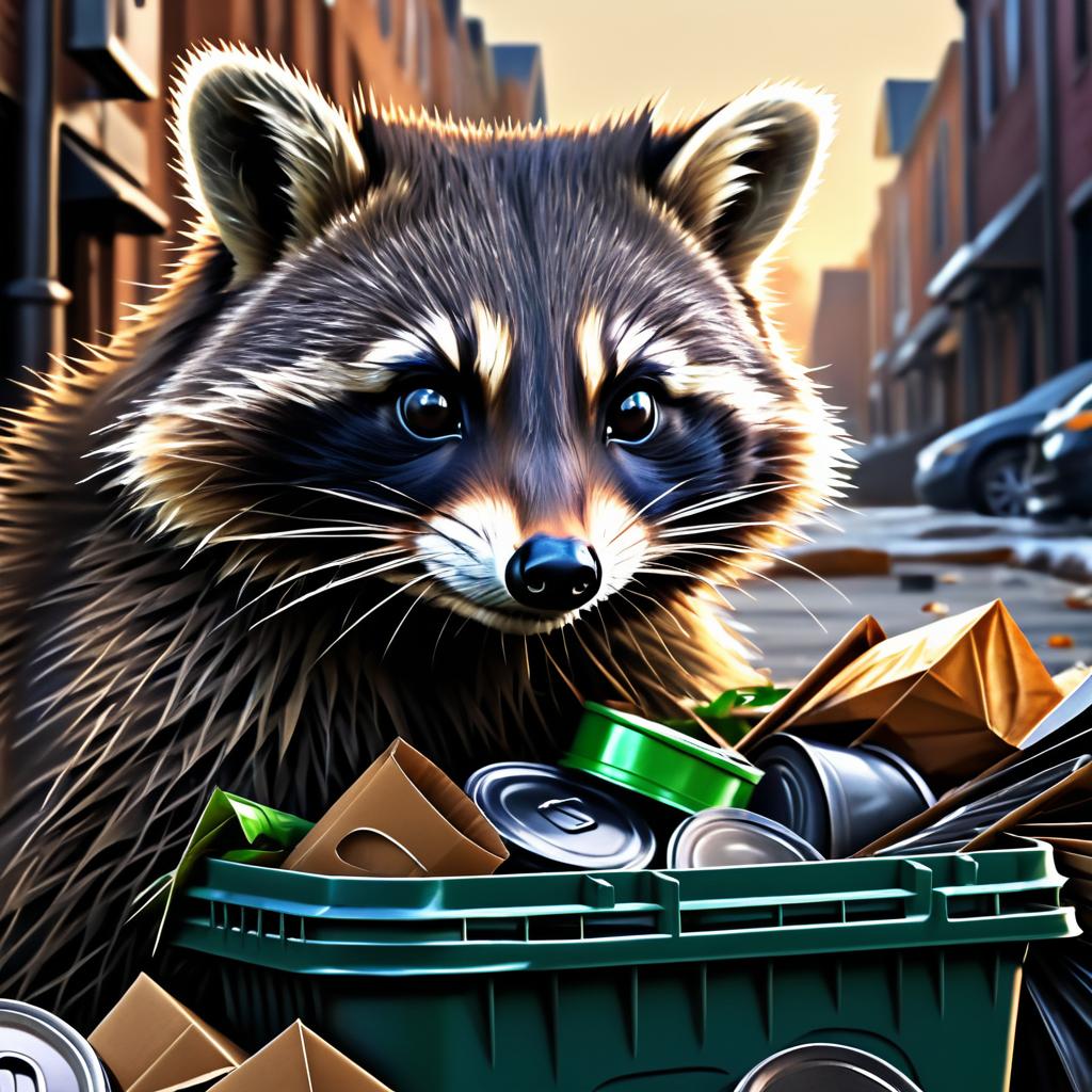 Hyper-Realistic Raccoon in Street Art Style