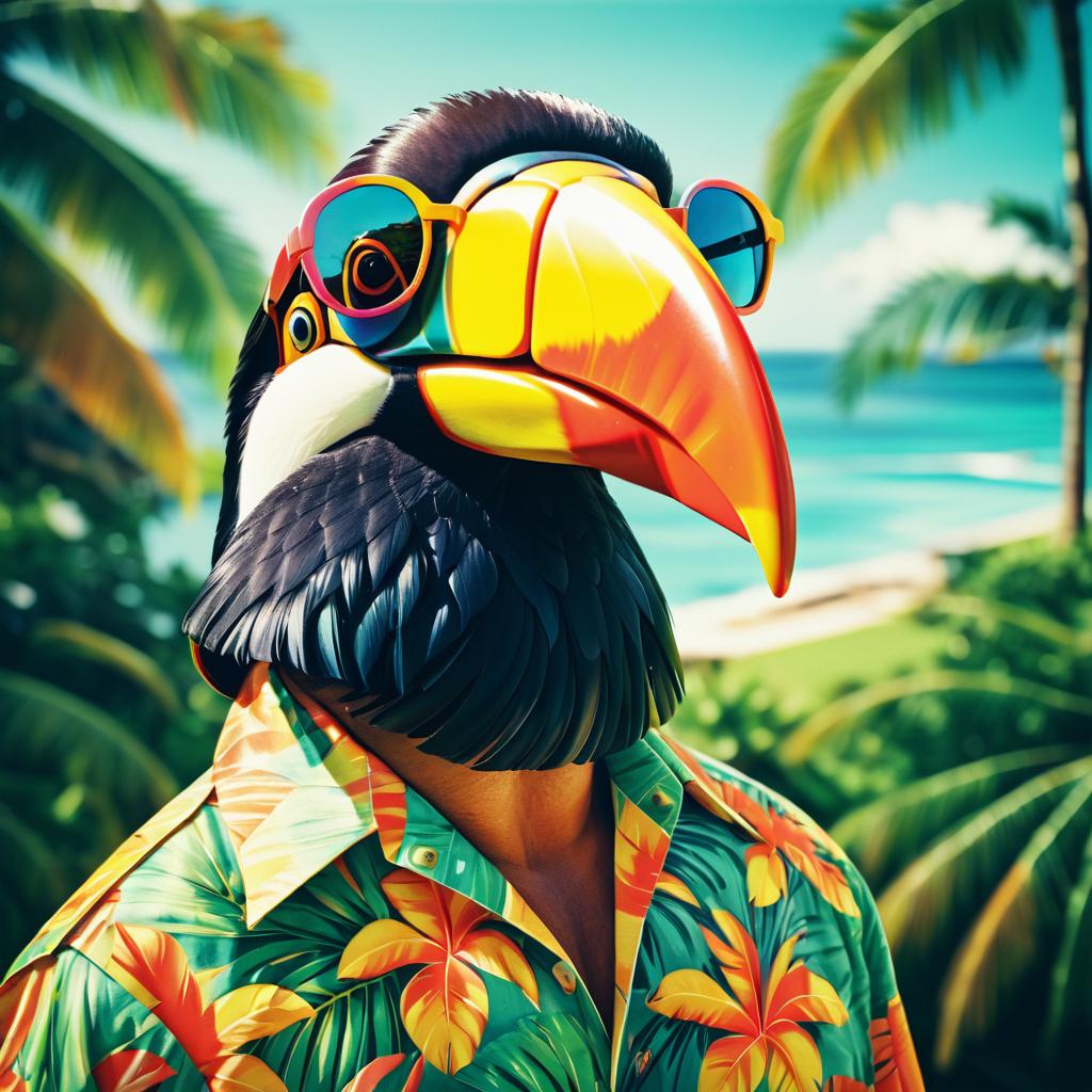 Vintage Toucan in Hawaiian Shirt Portrait