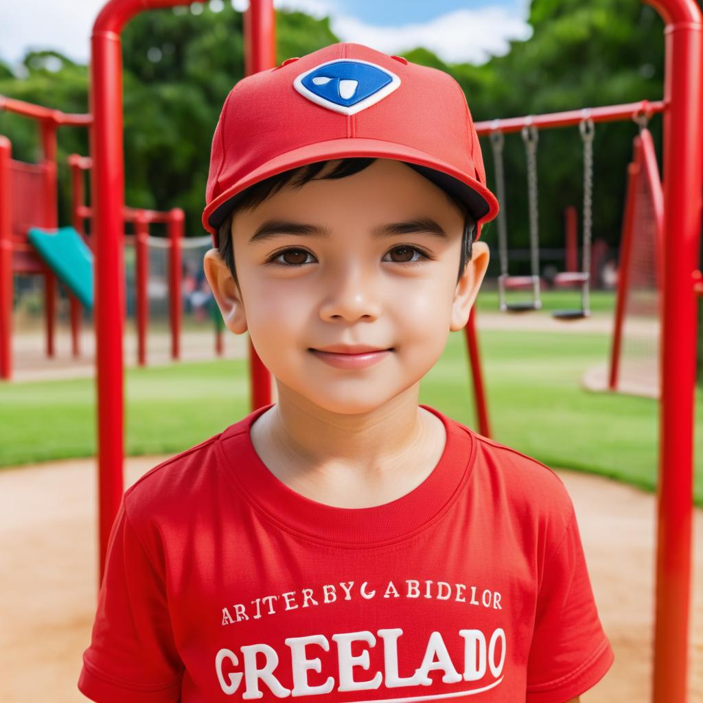 Young Boy in Baseball Cap at Playground