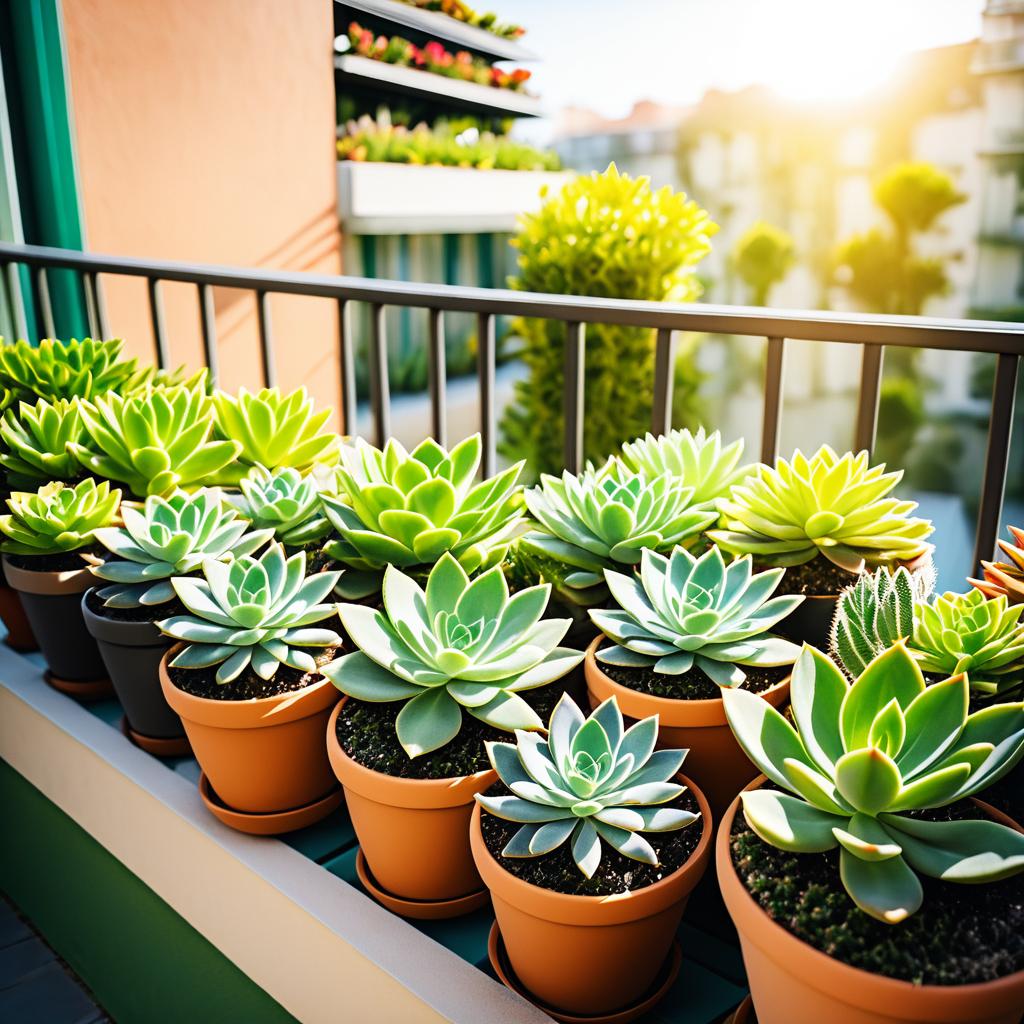 Sunny Urban Garden with Succulent Plants