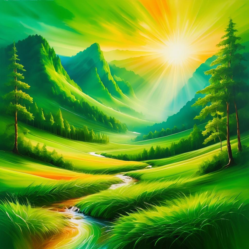 Mystical Oil Painting of Lush Valleys