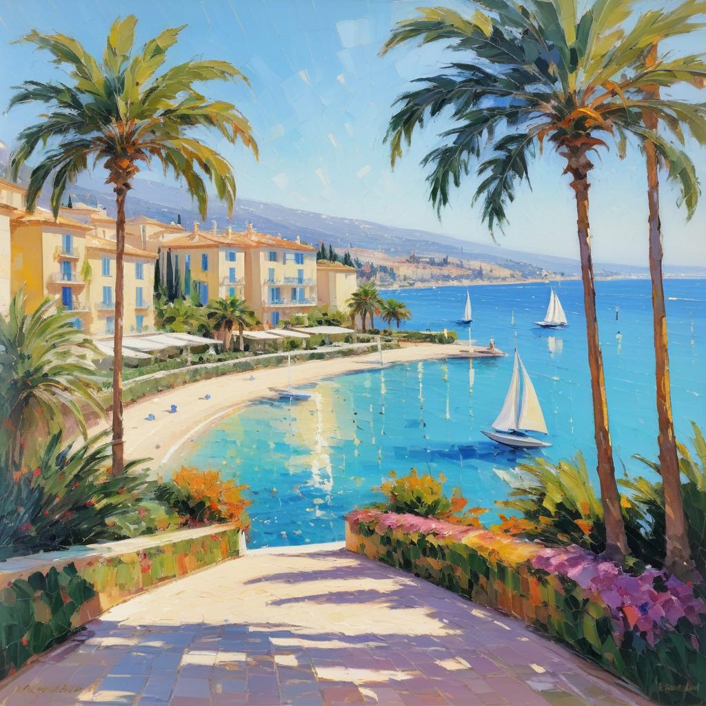 Vibrant Impressionist French Riviera Scene