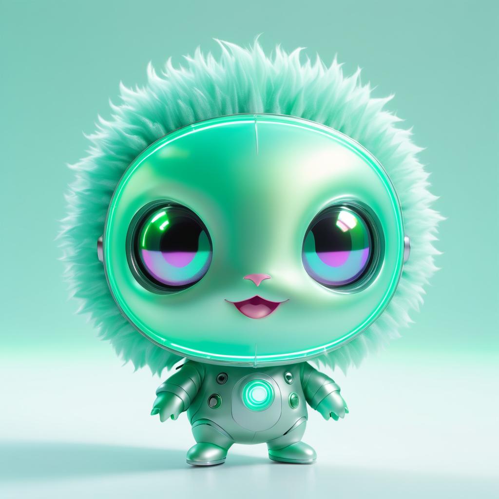 Cute Alien Character with Holographic Shield