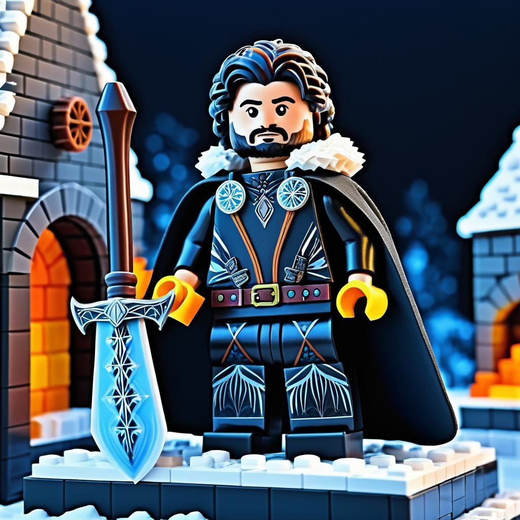 Jon Snow Lego Figurine in Winterfell