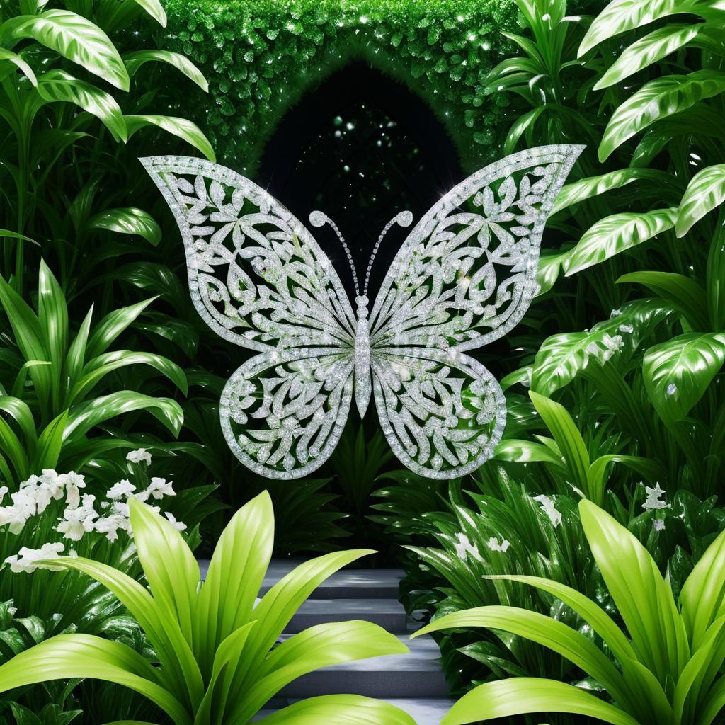 Diamond Butterfly in a Lush Garden