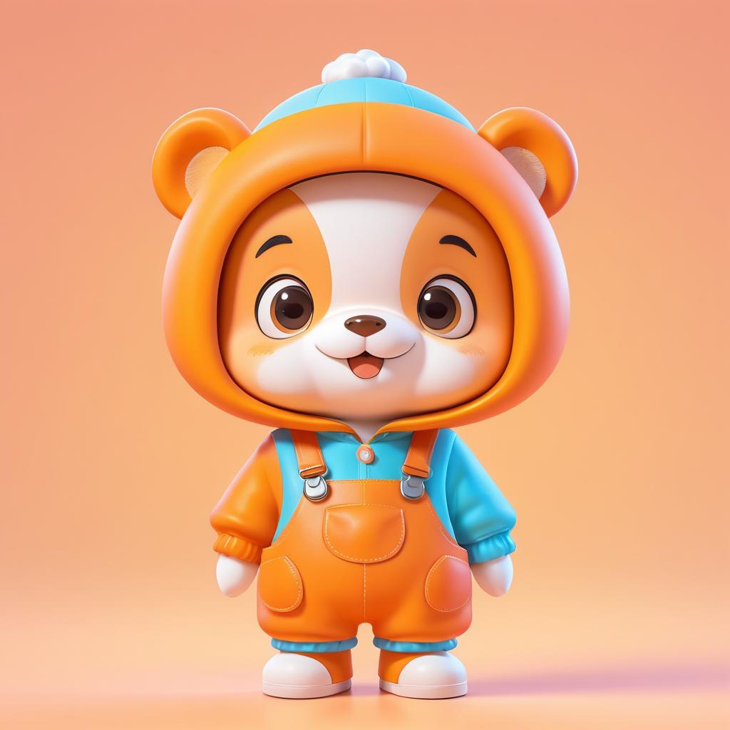 Charming 3D Chibi Cartoon Bear Character