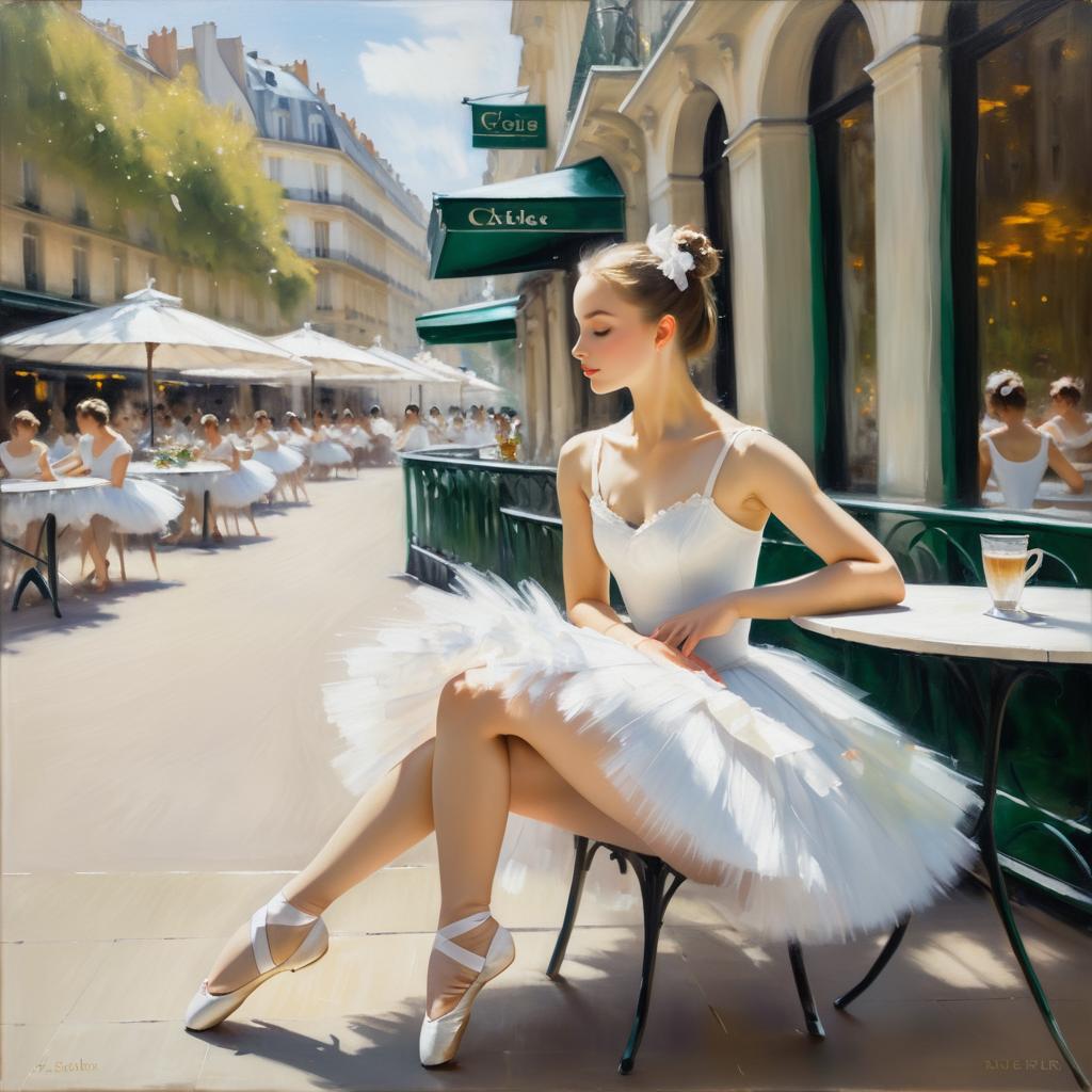 Elegant Ballerina at Paris Café