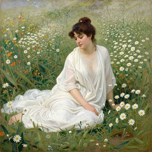 Serene Woman in Springtime Field