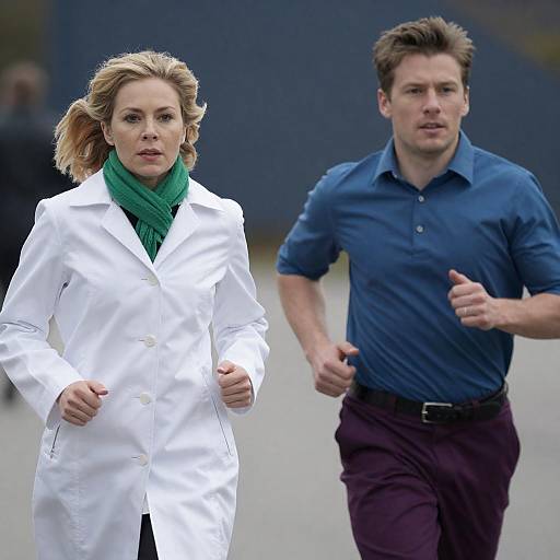 Dynamic Running Duo with Intense Expressions