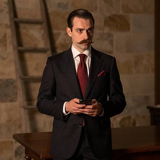 Stylish Man in Pinstripe Suit Portrait