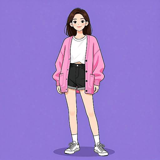 Smiling Woman in Casual Streetwear