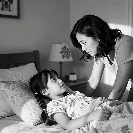 Mother Caring for Daughter in Bed