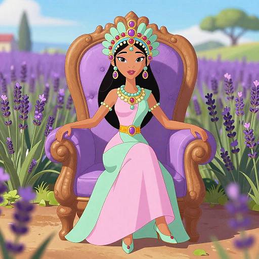 Retro Fashion Illustration in Lavender Fields