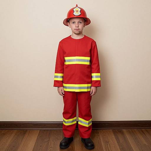 Solo Male in Red Fireman Costume