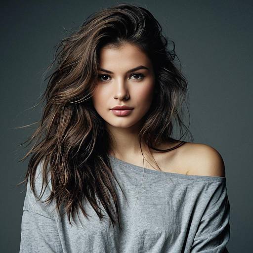 Portrait of Young Woman with Sombre Hairstyle