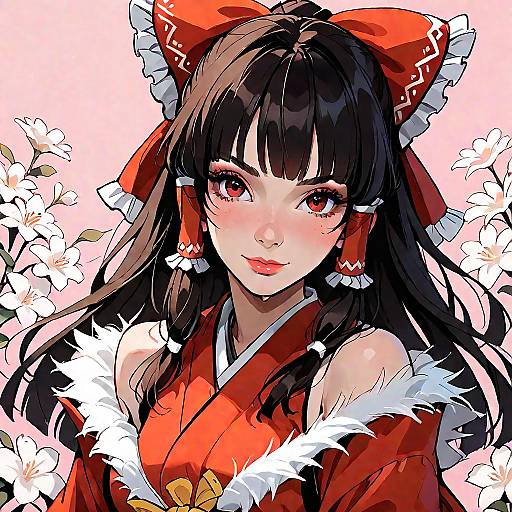 Elegant Kimono Portrait of Hakurei Reimu