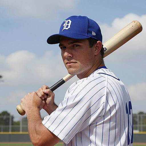 Dynamic Baseball Player with Blue Cap