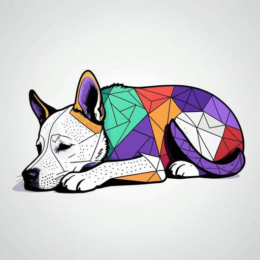 Geometric Stylized Sleeping Dog Illustration