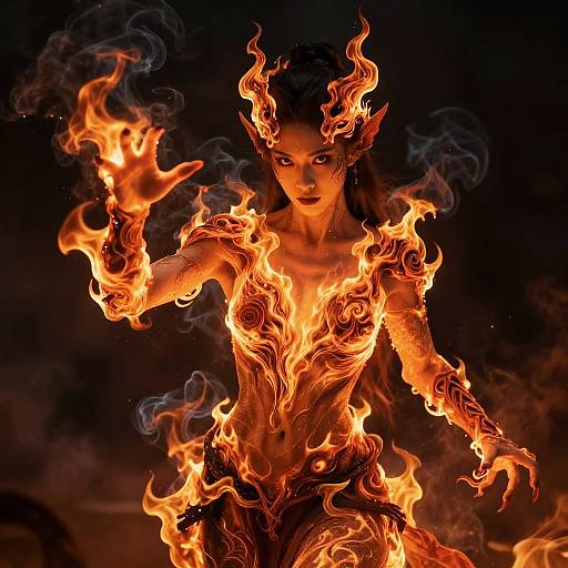 Fierce Female Fire Elemental Art