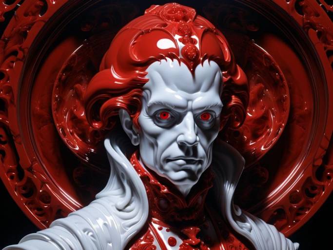 Red and White Gothic Vampire Sculpture