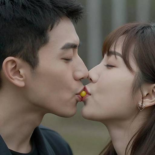 Intimate Kiss of Two Lovers