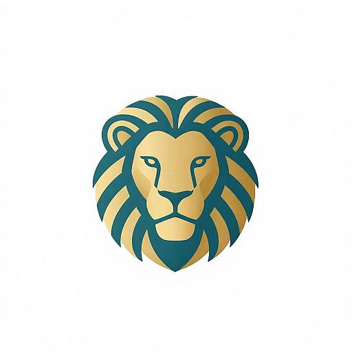 Teal and Gold Minimal Lion Icon