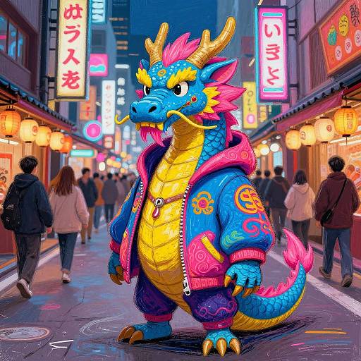 Pop Art Dragon Festival in Cyberpunk Japan
