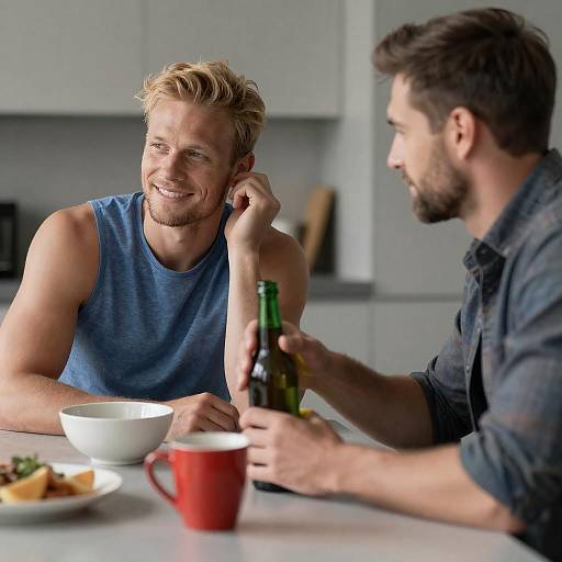 Candid Kitchen Moment Between Friends