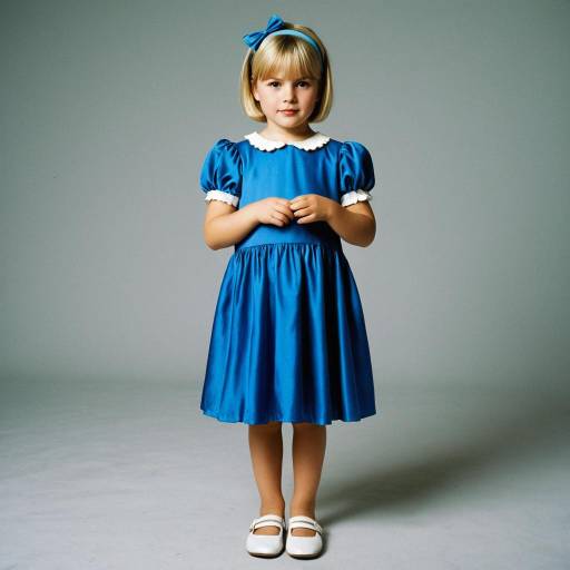 Little Girl in Blue Dress with Hairband