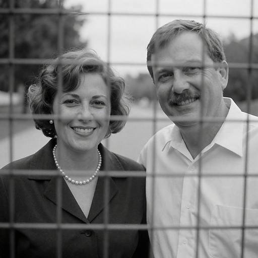 Smiling Couple Behind Wire Fence