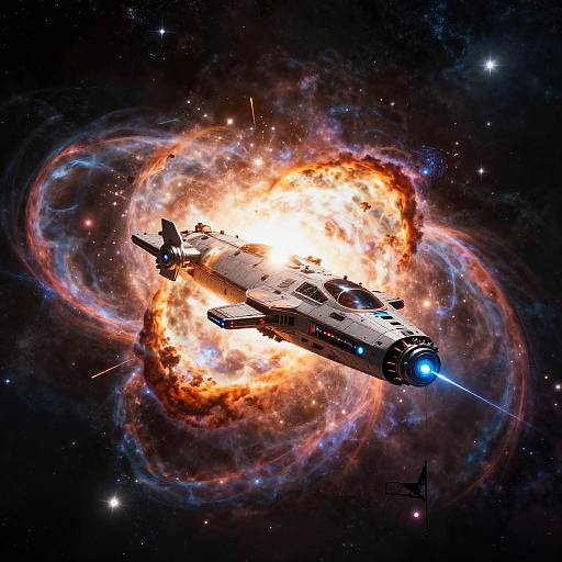 Interstellar Spacecraft Amid Supernova Explosion