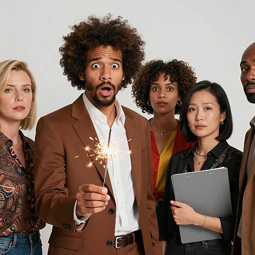 Dynamic Group Portrait with Sparkler