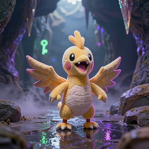 Vibrant Phoenix Plush in Neon Grotto