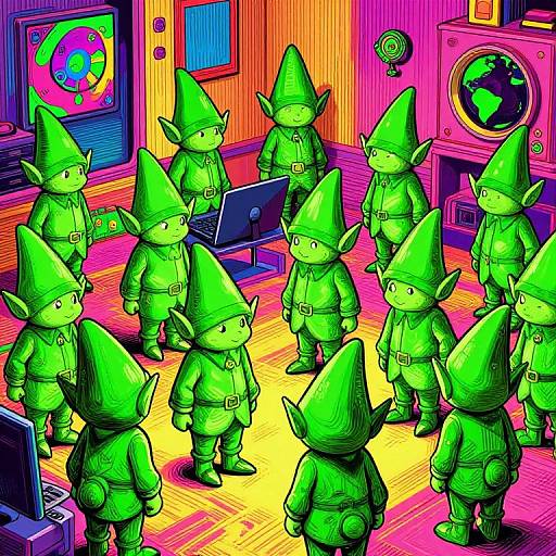 Cybersecurity Elves in Vivid Colors