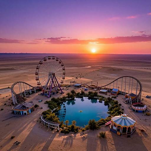 Surreal Desert Oasis at Dusk