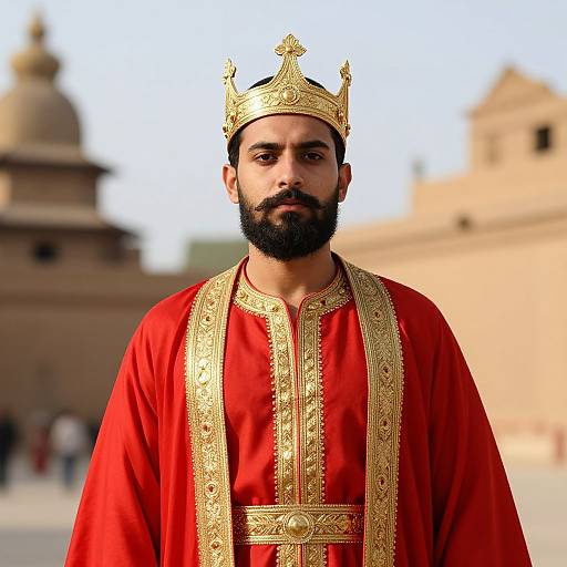 Regal Bearded Man in Ancient Setting