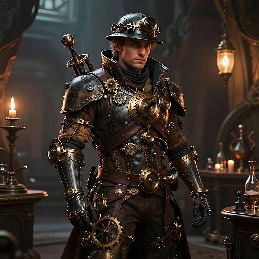 Photoreal Steampunk Inventor Cinematic Portrait