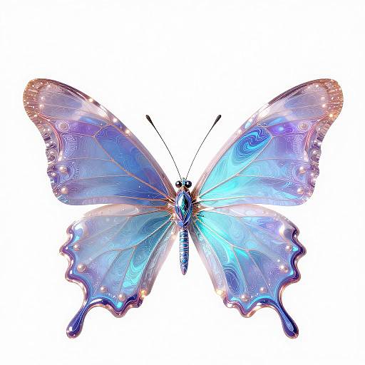 Intricate Futuristic Holographic Butterfly Art
