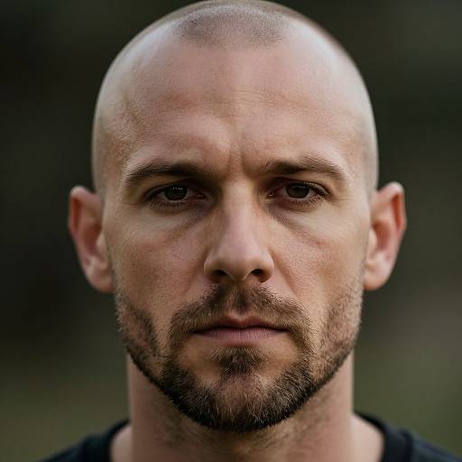 Rugged Bald Stubble Portrait