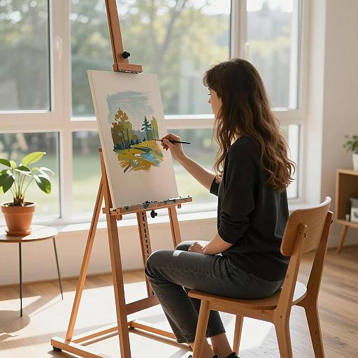 Serene Artist Creating in Natural Light