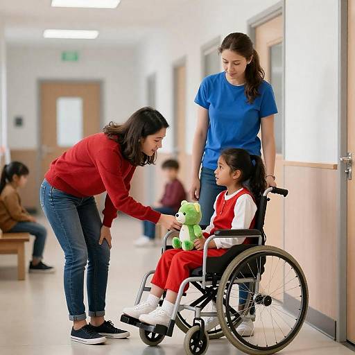 Vibrant School Hallway with Caregivers
