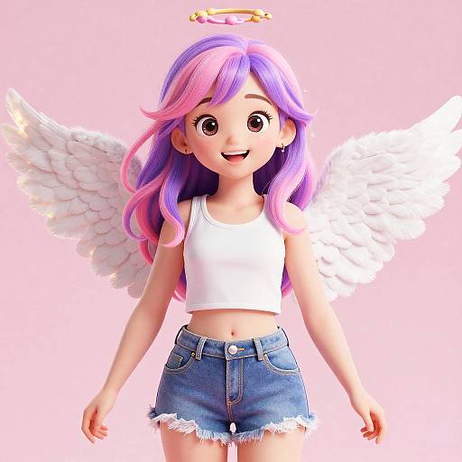 Cheerful Angel Sprite in Vibrant Detail