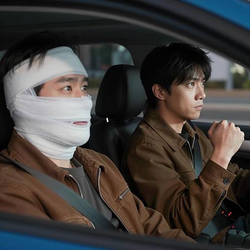 Intense Night Drive with Mysterious Characters